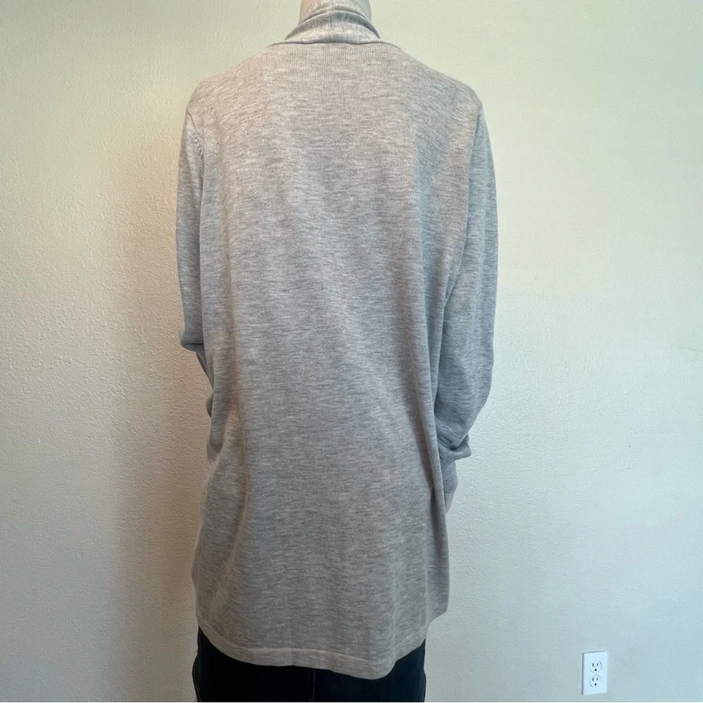 Ella Miss Heather Gray Long Open Front Cardigan Sweater - Picture 6 of 13
